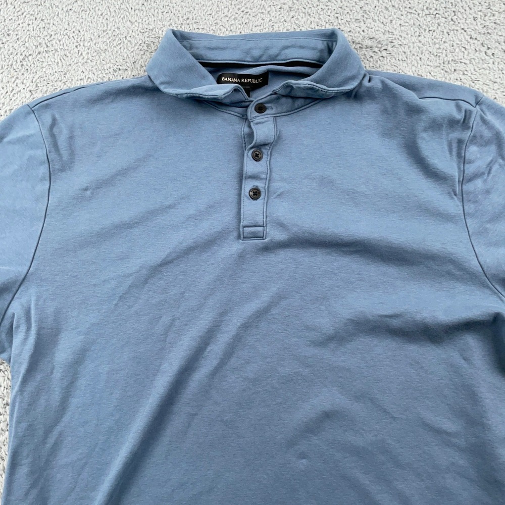 Banana Republic Polo Shirt Mens XL Blue Short Sleeve Cotton Blend Casual 1588968